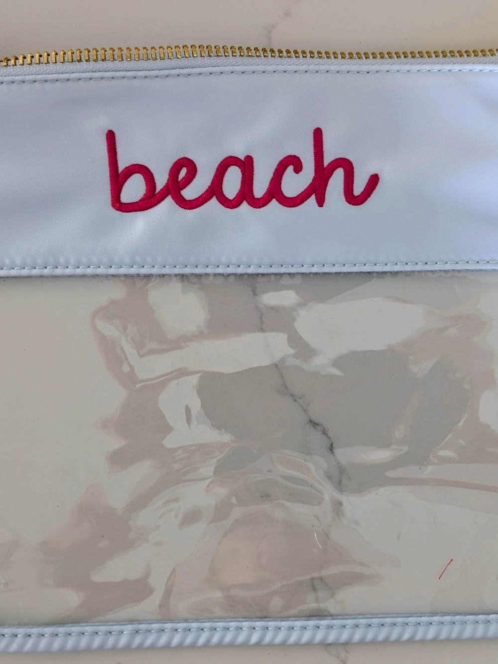 Bag with Pink "beach" Embroidery